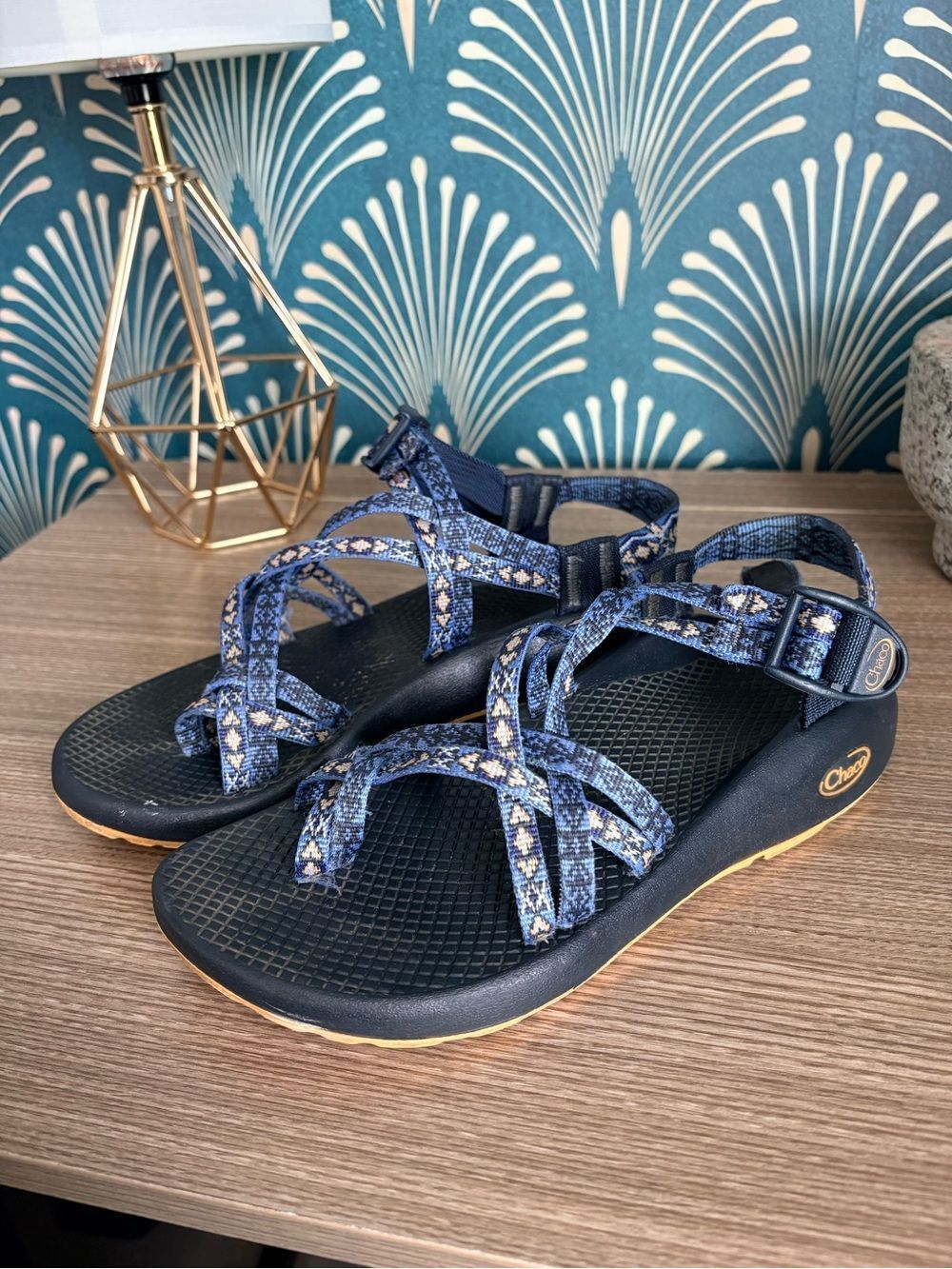 Chaco Blue Patterned Strappy Outdoor Sandals